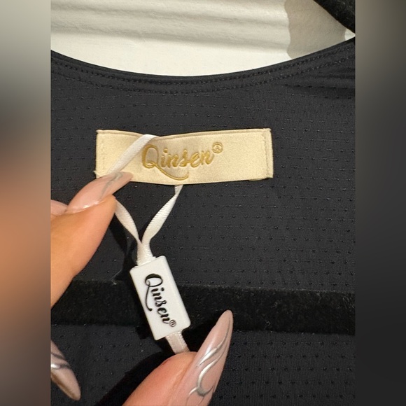 QINSEN Women's Square Neck Bodice Dress Sleeveless Stretch Flare Mini Dresses - Picture 2 of 9